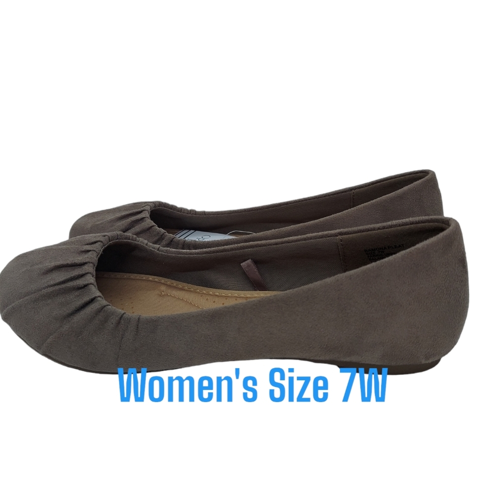 Ophelia Roe Ramona Pleat Taupe Flat Shoes  Women's Size 7W NWT - Picture 6 of 6